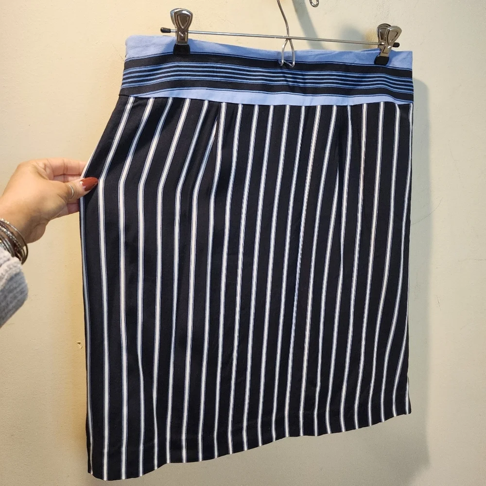 LOFT Black and Blue  Striped Skirt Size  8